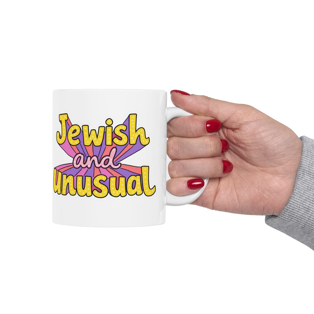 “Jewish and Unusual” Funny Jewish Mug | 11oz Ceramic Coffee Mug | Jewish Humor Gift | Cute Judaica Kitchen Decor
