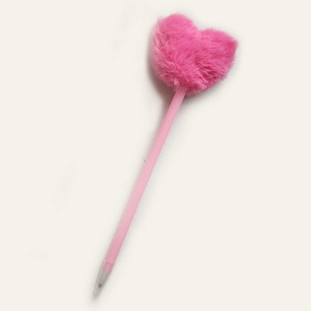 Pink heart topped pen for kids stationery gift set