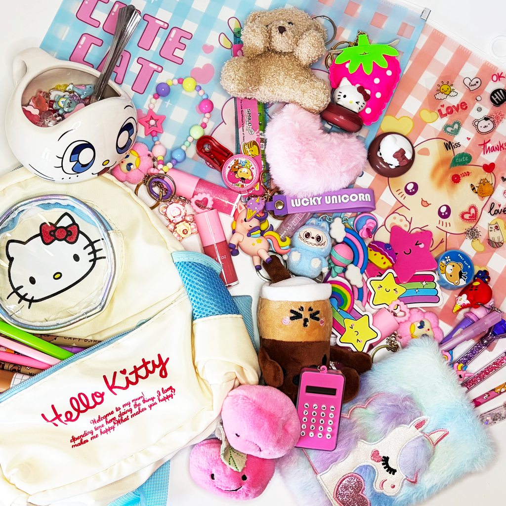 Colorful surprise kids stationery bundle with pens and stickers